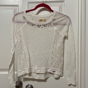 Hollister- White Long Sleeve Shirt- Size XS
